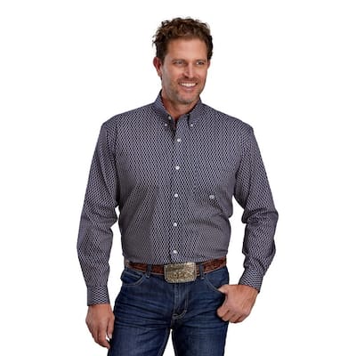 Roper Western Shirt Mens L/S Allover Print Blue 03-001-0326-6027 BU