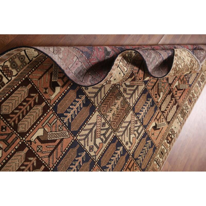 Hand Knotted Oriental 100% Wool Carpet Traditional Geometric Coral Bakhtiari Area Rug - 9' 3'' X 4' 10''