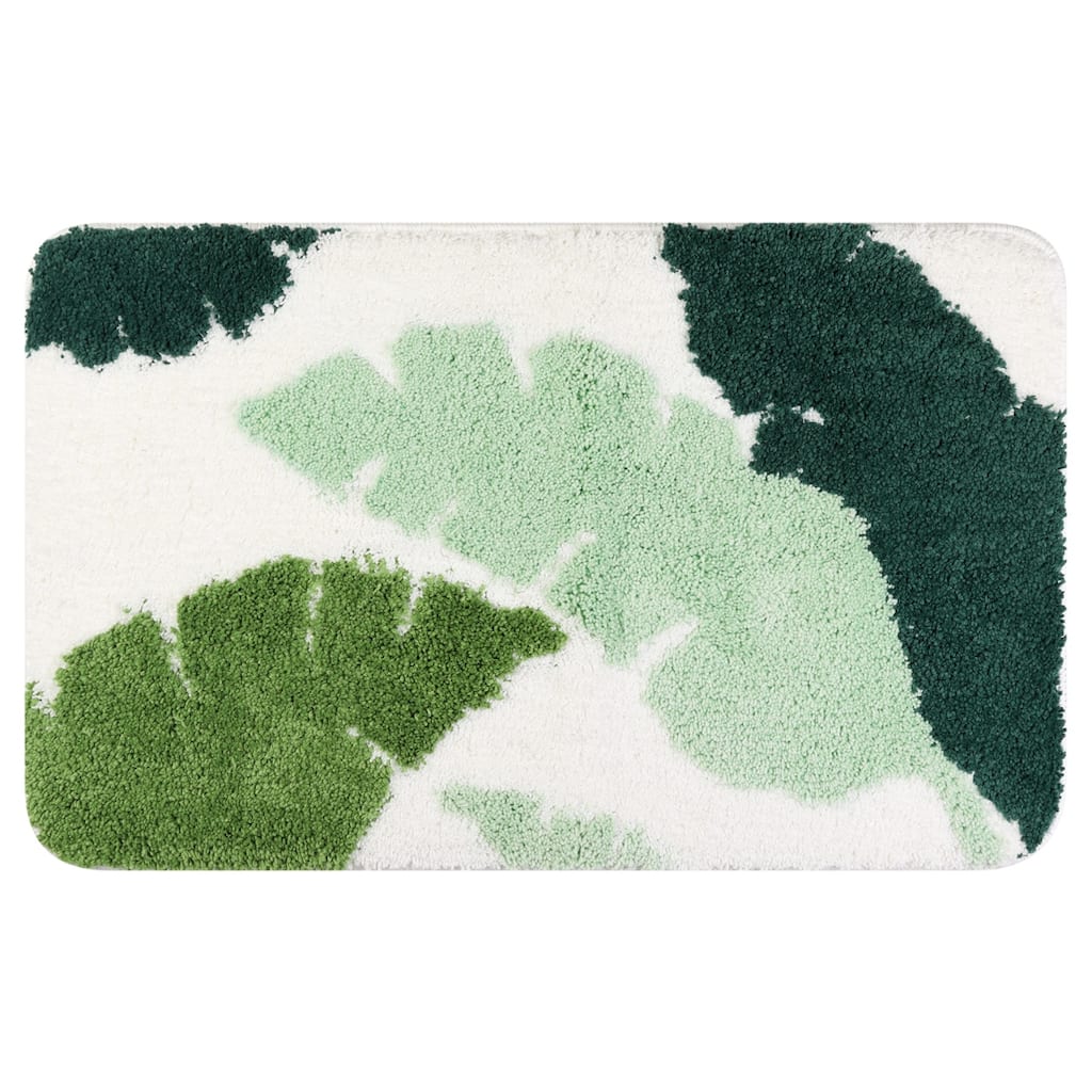 Cute Leaf Pattern Bath Rug, Boho Non Slip Bathroom Decor Washable Mat for Bedroom, Bath Tub, Hallway