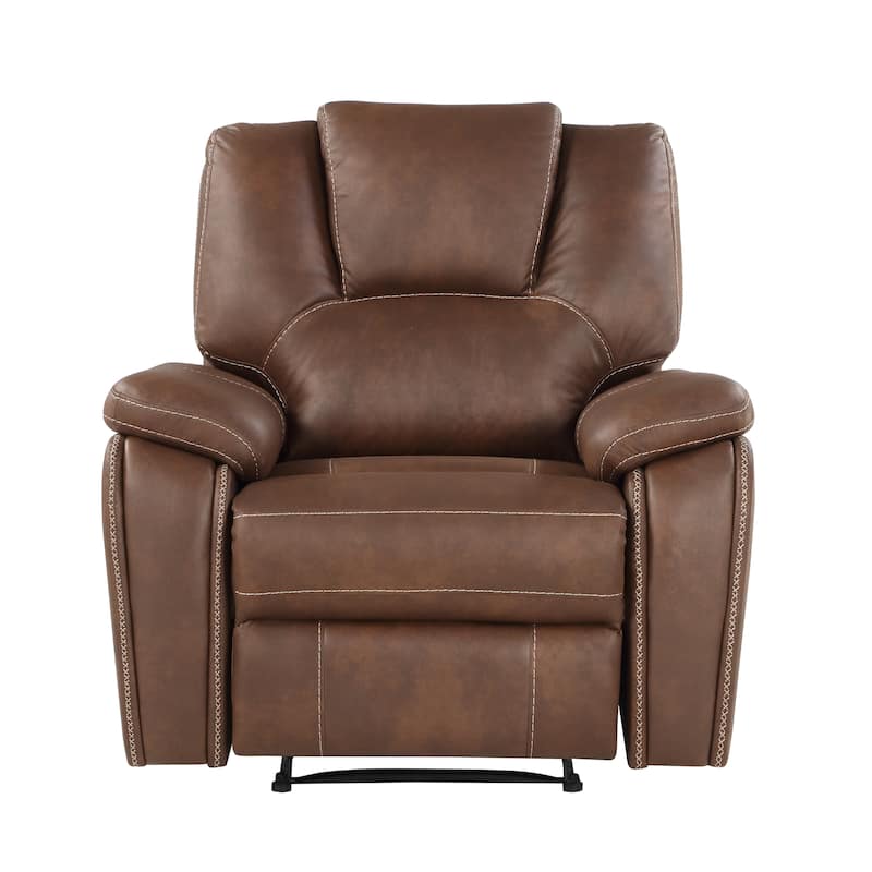 Steve Silver Kameryn Faux Leather Manual Recliner - Chestnut Brown
