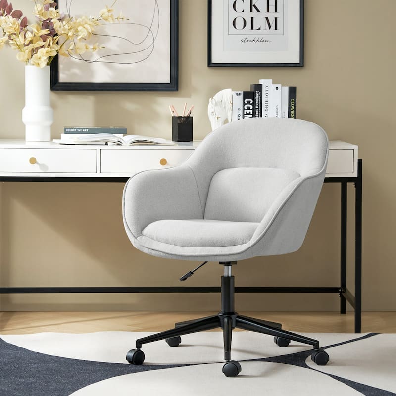 Victoria Modern Curved Backrest Office Chair with Casters and Metal Base by HULALA HOME