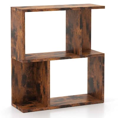 Costway 1/2 PCS 3-Tier Bookshelf Geometric Bookcase Side Table with