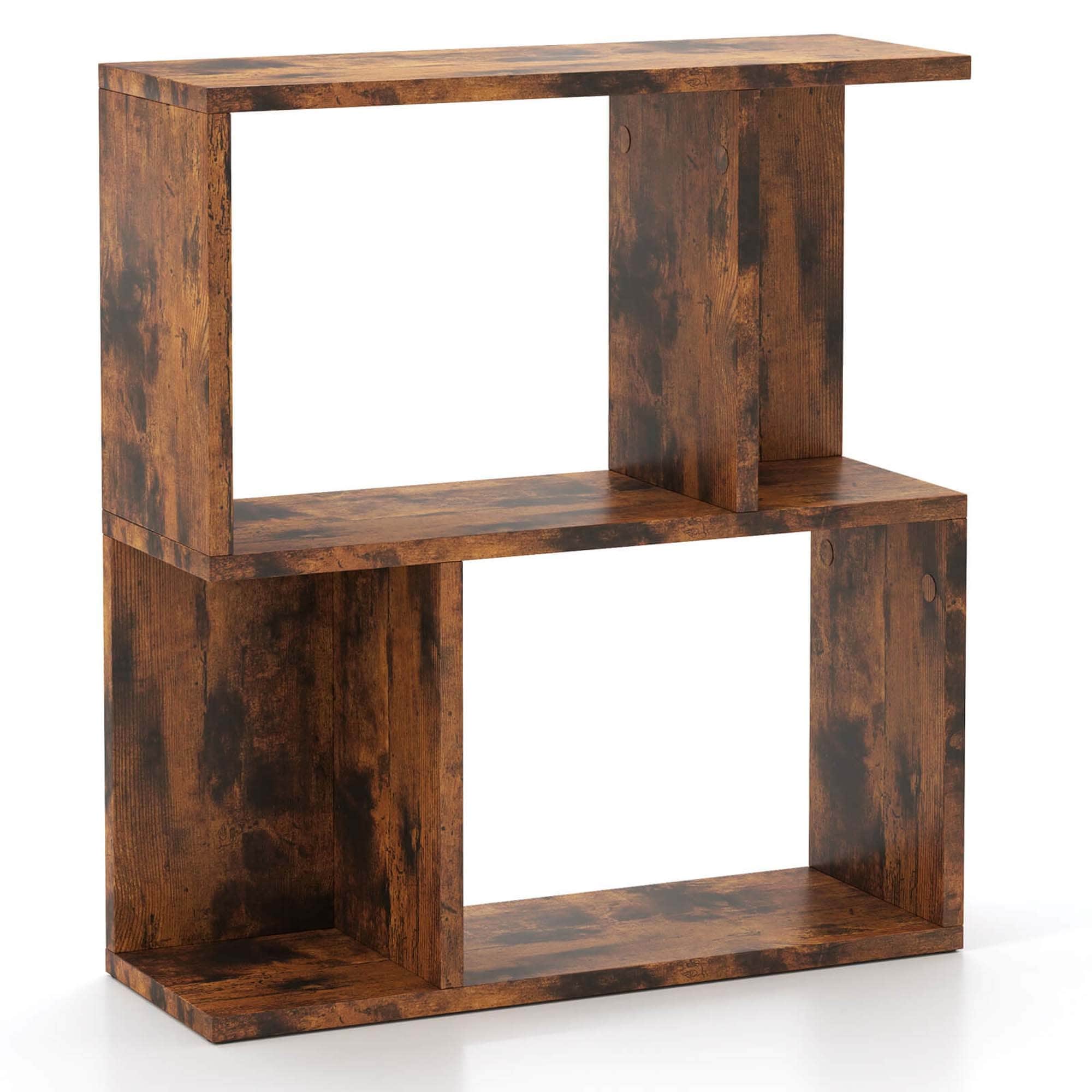 Costway 1/2 PCS 3-Tier Bookshelf Geometric Bookcase Side Table with