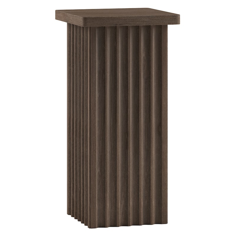 Bourne 10.75" Wide Square Fluted Side Table - 10.75" Wide - Brown Oak