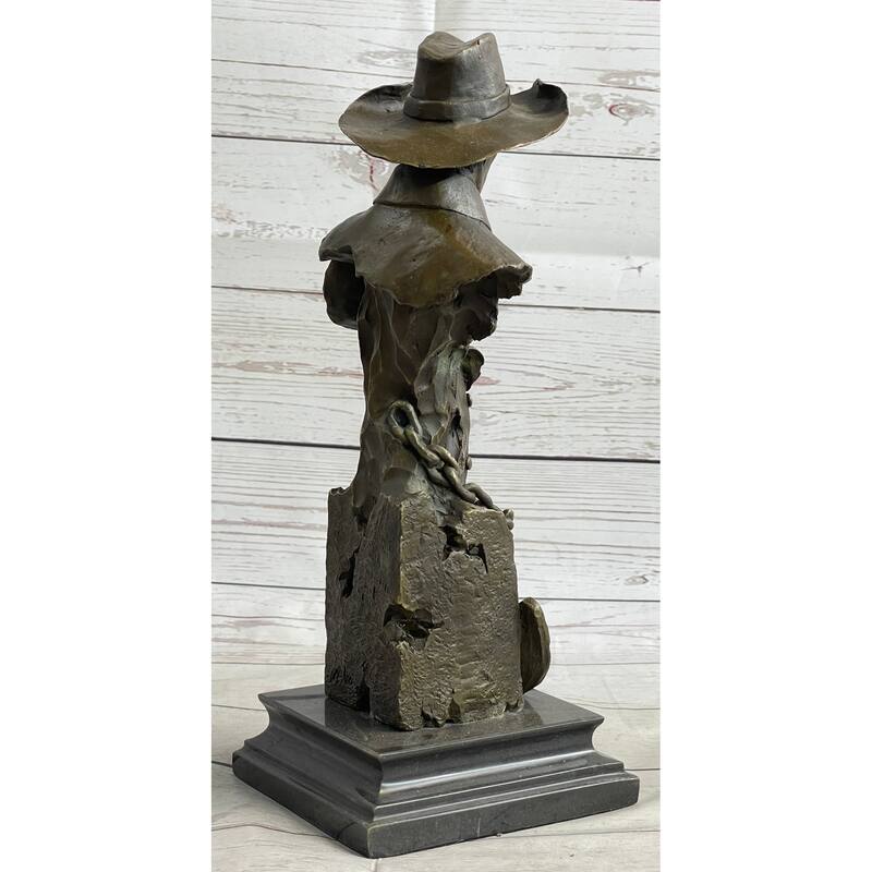 Just Like Papa Western Cowboy And Son Bronze Bust Statue Sculpture 13 Inches X 6 Inches