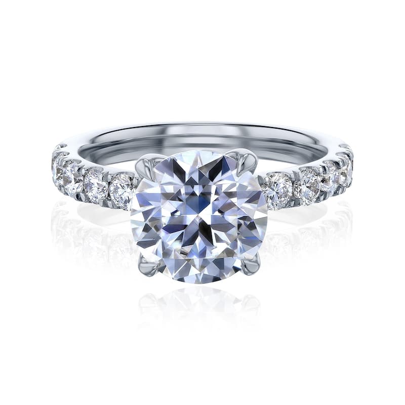 Kobelli 3.90 Carat Lab Grown Diamond Certified 14k Solid Gold Florence Engagement Ring (EF/VS) - White - 9