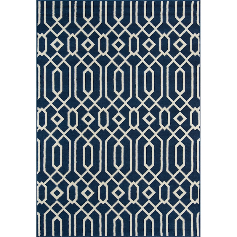 Momeni Baja Links Geometric Trellis Outdoor Area Rug - 2'3" x 4'6" - Navy
