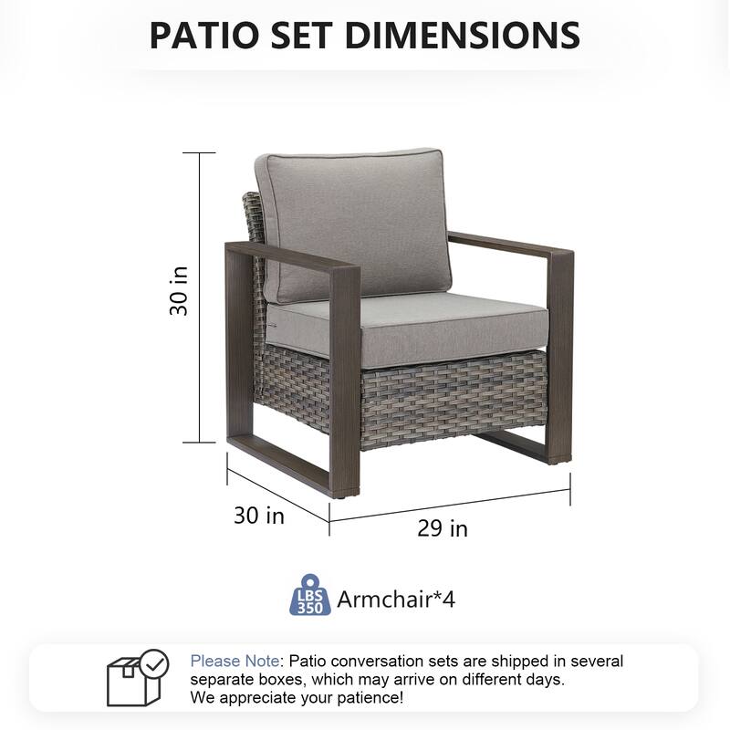 Pocassy 4 Pieces Outoor Patio Chairs Club Chair Set