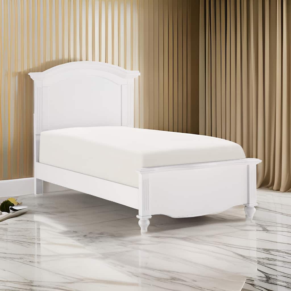Eso Full Size Bed with Tall Headboard, White Birch Veneer, Solid Wood