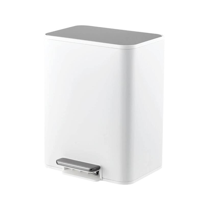13L Soft-Close Lid Compact Stainless Steel Trash Can for Kitchen, Bathroom - White