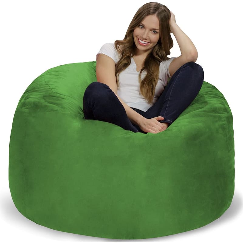 Bean Bag Chair 4-foot Memory Foam Removable Cover Bean Bags - Lime Micro Suede