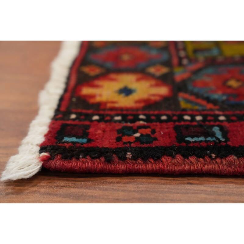 Hand Knotted Oriental 100% Wool Carpet Traditional Geometric Red Ardebil Runner Rug - 10' 2'' X 3' 8''