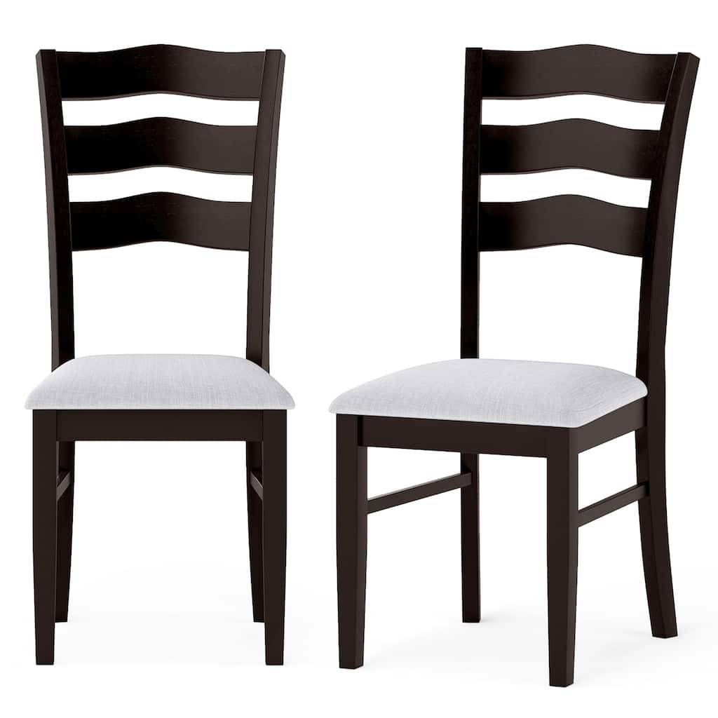 Gymax Dining Chairs Set of 2 Fabric Rubber Wood Legs Padded Seat Wavy