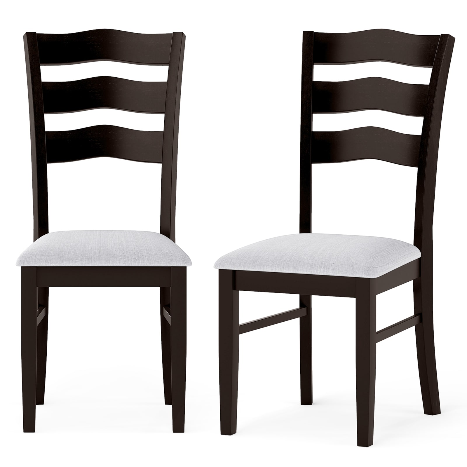 Gymax Dining Chairs Set of 2 Fabric Rubber Wood Legs Padded Seat Wavy