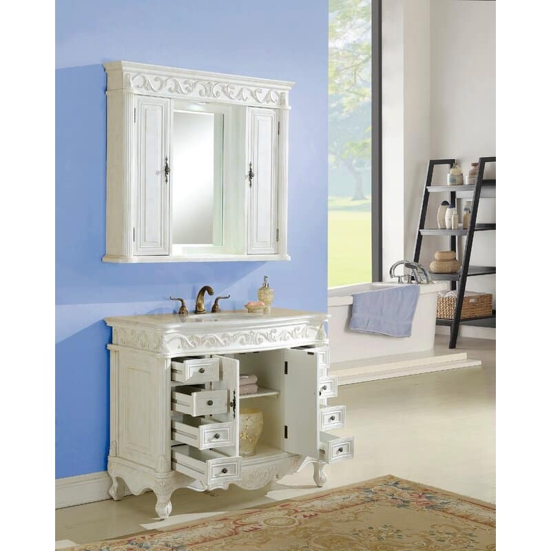 Hidden - 48" Bathroom Vanity Sink with Cream Marble Top