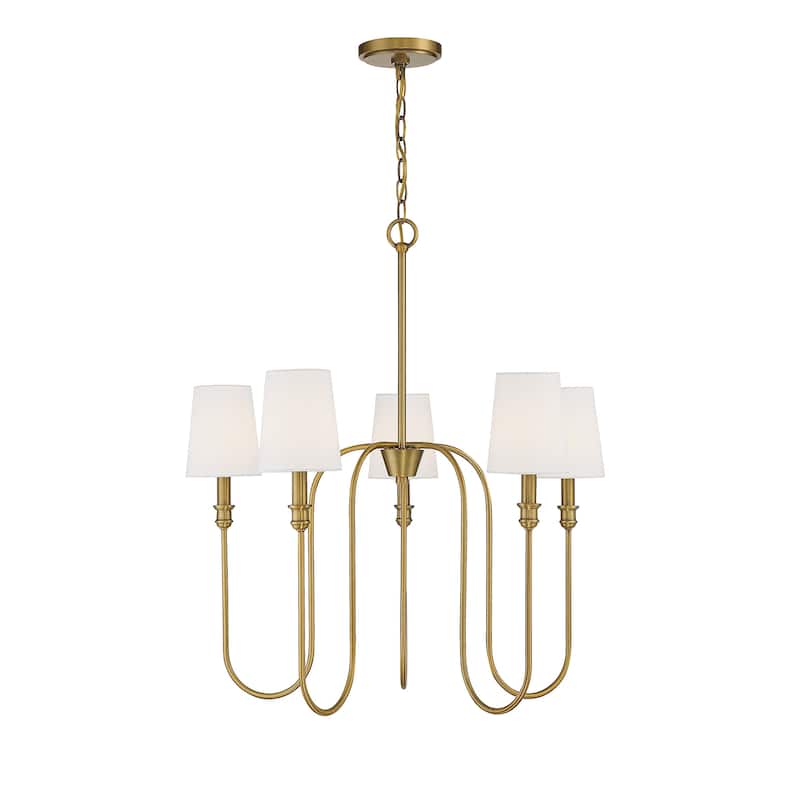 5-Light Chandelier - Natural Brass