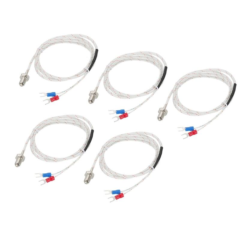 K Type Temperature Sensor 5pcs M8 Thermocouple 3.3ft 0 to 800°C(32 to 1472°F) - White