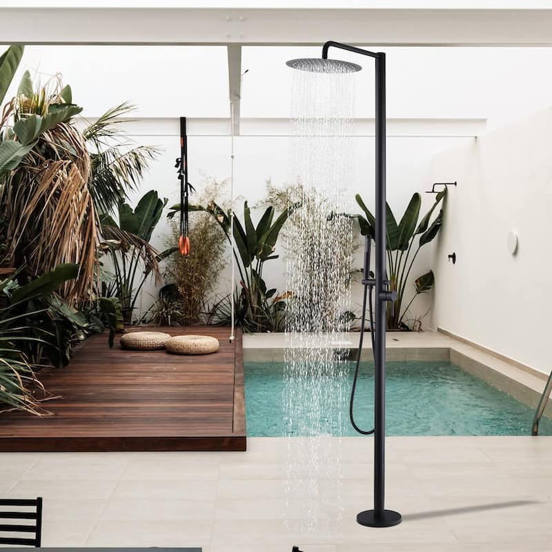 Rbrohant 84"H Stainless Steel Freestanding Outdoor Shower with Handshower