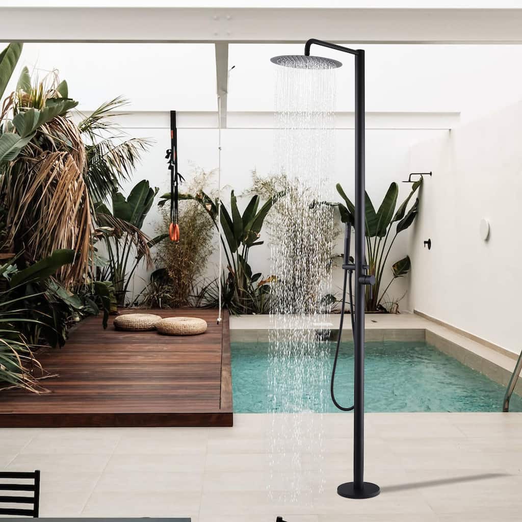 Rbrohant 84"H Stainless Steel Freestanding Outdoor Shower with Handshower
