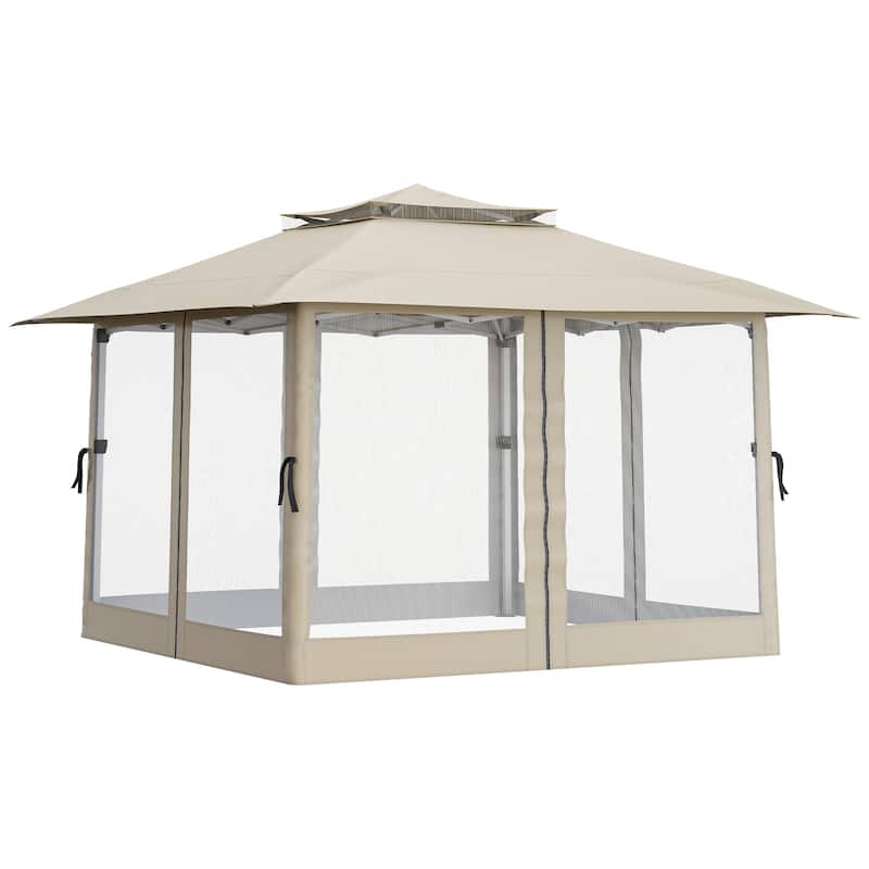 Outdoor Pop-Up Gazebo Tent With Soft Top - Beige - 13*13Ft