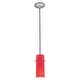 preview thumbnail 1 of 0, Access Lighting Cylinder - E26 LED Rod Pendant - Brushed Steel Finish - Red Glass Shade Red