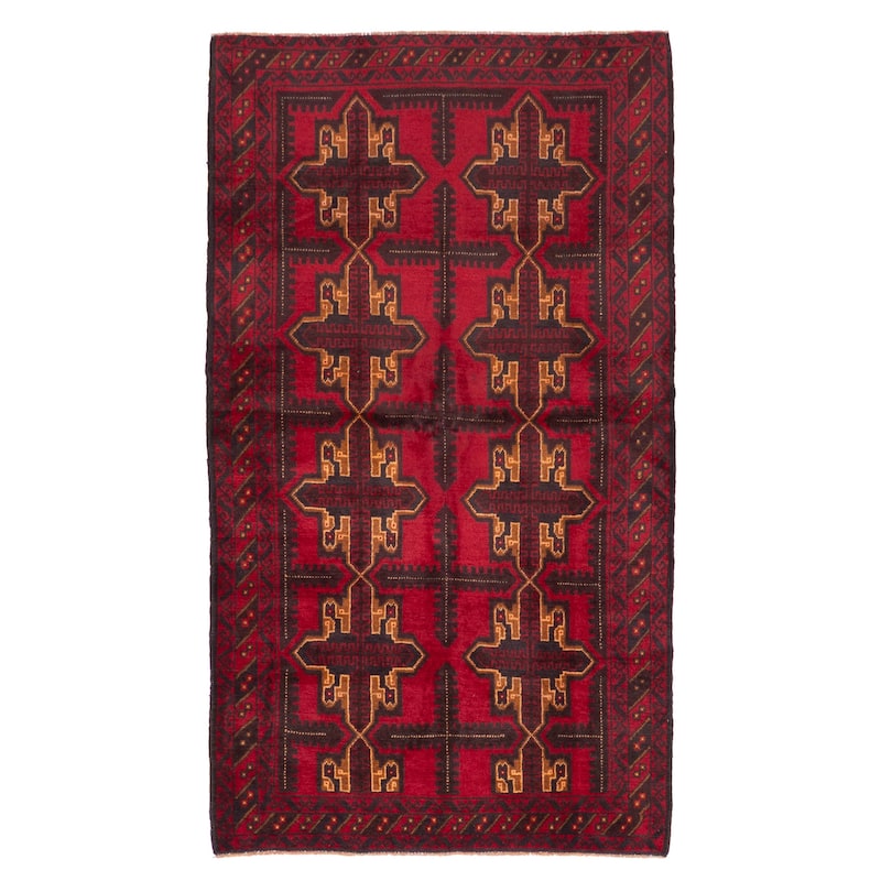 ECARPETGALLERY Hand-knotted Teimani Red Wool Rug - 3'7 x 6'4