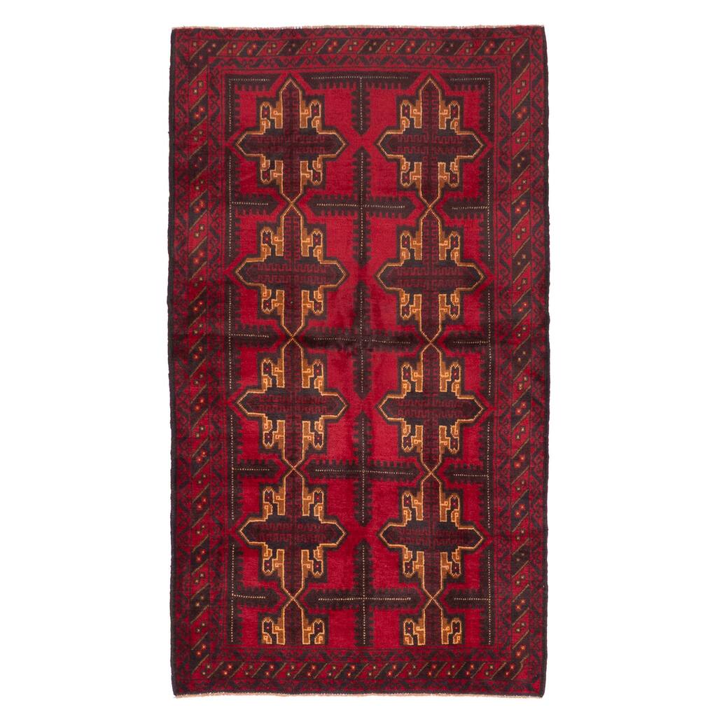 ECARPETGALLERY Hand-knotted Teimani Red Wool Rug - 3'7 x 6'4