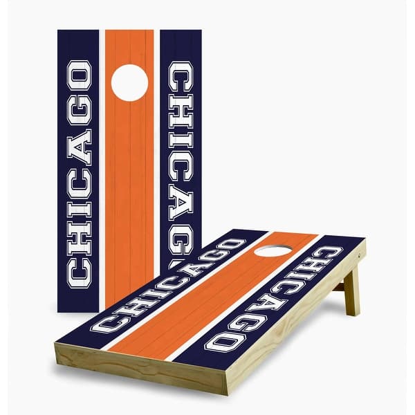 slide 2 of 7, Chicago Bears Striped Cornhole Game (Choose Wraps or Boards) 2x4 Boards (24" x 48") - Include ALL Accessories