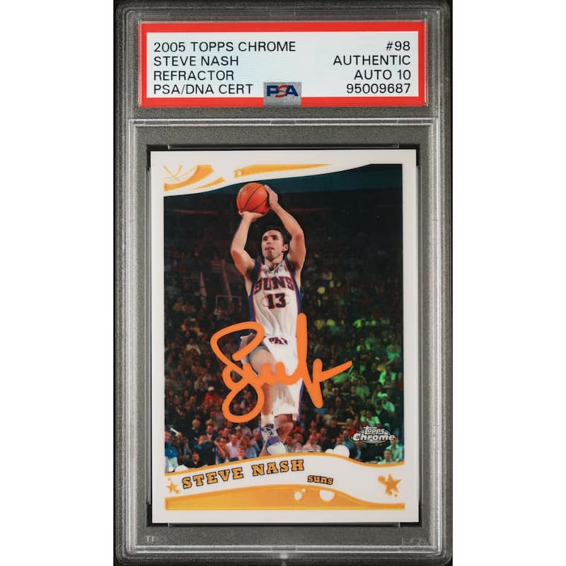 Steve Nash 2005 Topps Chrome Refractor Signed Card #98 Auto Graded PSA 10 205/999 - 8'6" x 11'6"