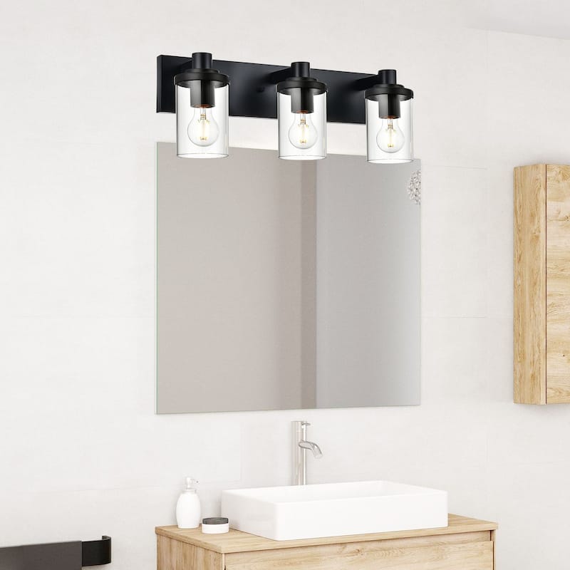 3-Light Vintage Bathroom Vanity Light with Clear Glass Shades