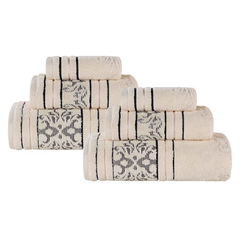 Superior Sadie Zero Twist Cotton 6 Piece Jacquard Towel Set