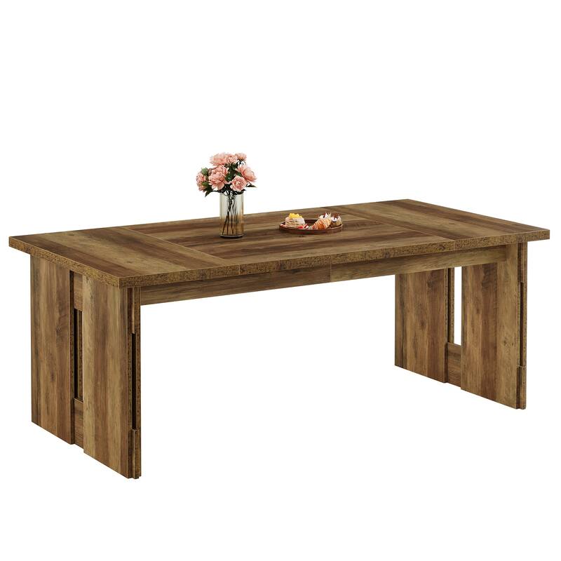 Rustic Brown Industrial Wooden Kitchen Dining Table for 4-6