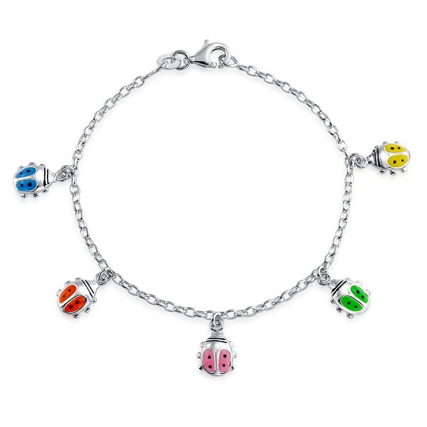 Bling Jewelry Silver Enamel Lucky Ladybug Childrens Charm Bling Jewelry Silver Enamel Lucky Ladybug Childrens Charm Bracelet 6 5in