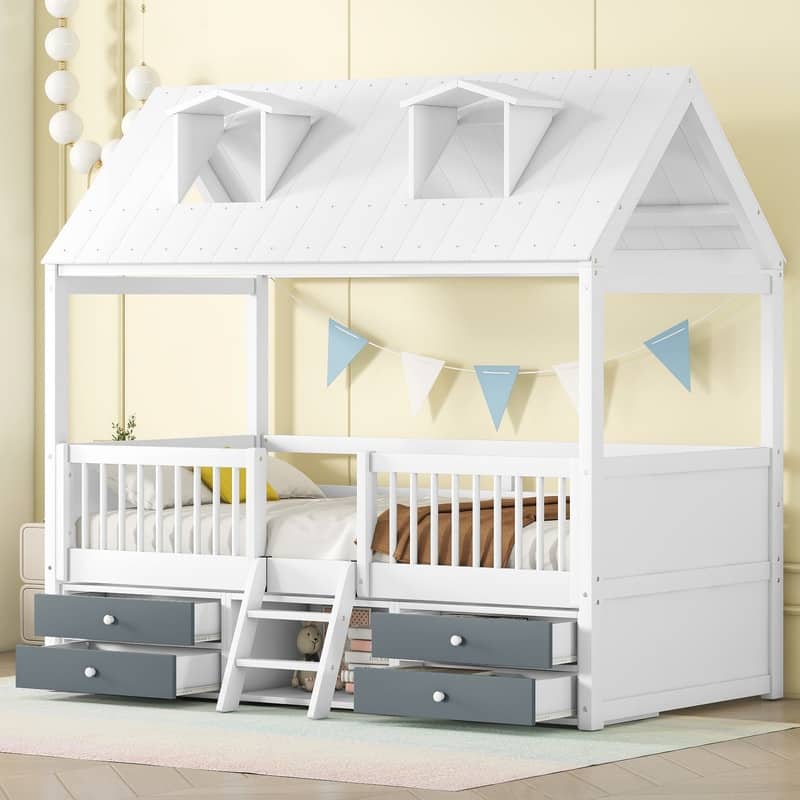 Twin Size Wood Bed House Bed Frame