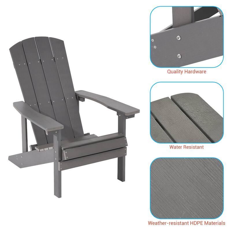 BONOSUKI Patio Adirondack Chair with Cupholder,Weather Resin-Set of 2