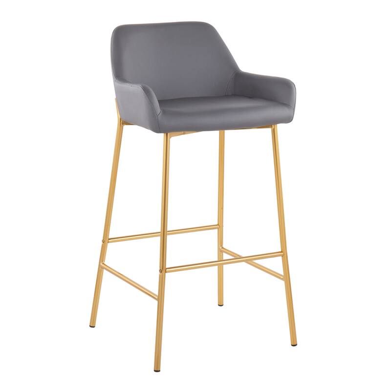 Silver Orchid Galotti Gold Fixed-Height Upholstered Bar Stool - Set of 2