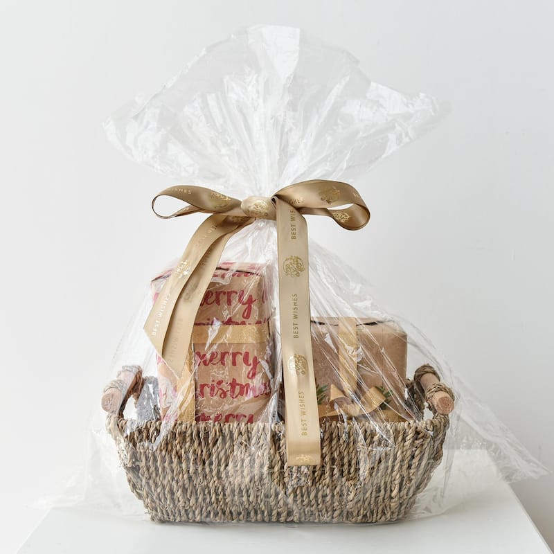 2-Pack Hand-Woven Storage Baskets with Wooden Handles, Wicker Basket for Organizing, Gift Choice