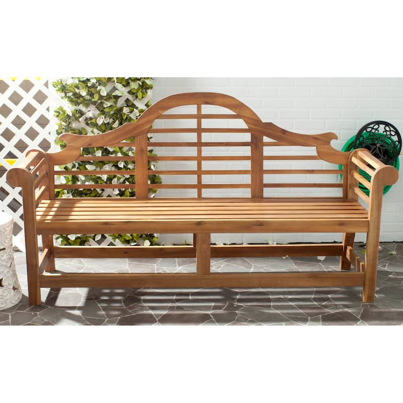 SAFAVIEH Outdoor Patio Furniture Hamida Acacia Wood Garden Bench - 77Wx23Dx41H