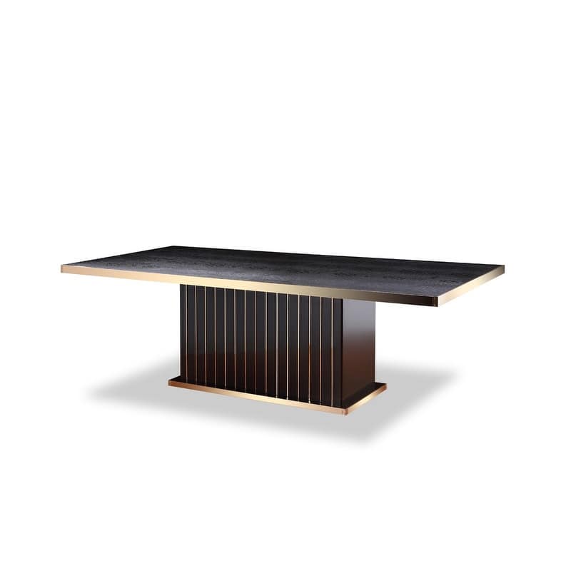 A&X Talin Modern Black Crocodile & Rosegold Dining Table