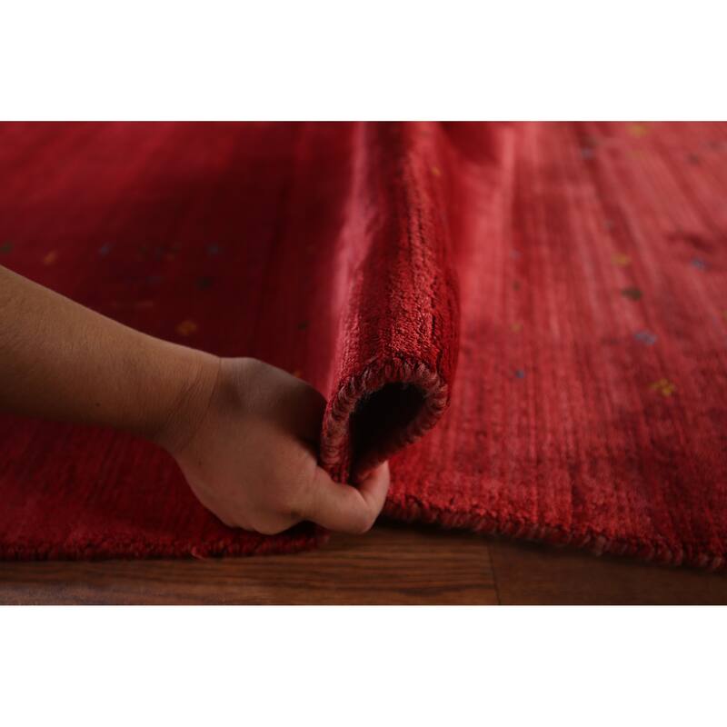 Tribal Red Gabbeh Indian Area Rug Handmade Silk Carpet - 7'10"x 9'8"