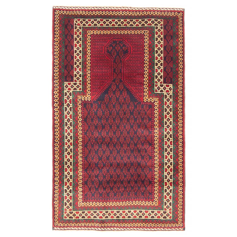 Teimani Red Rug 2'11" x 5'1" - 2'11 x 5'1 - Red - 2'11 x 5'1