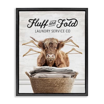 Stupell Vintage Fluff & Fold Cattle Framed Floater Canvas Wall Art Design By Lettered and Lined