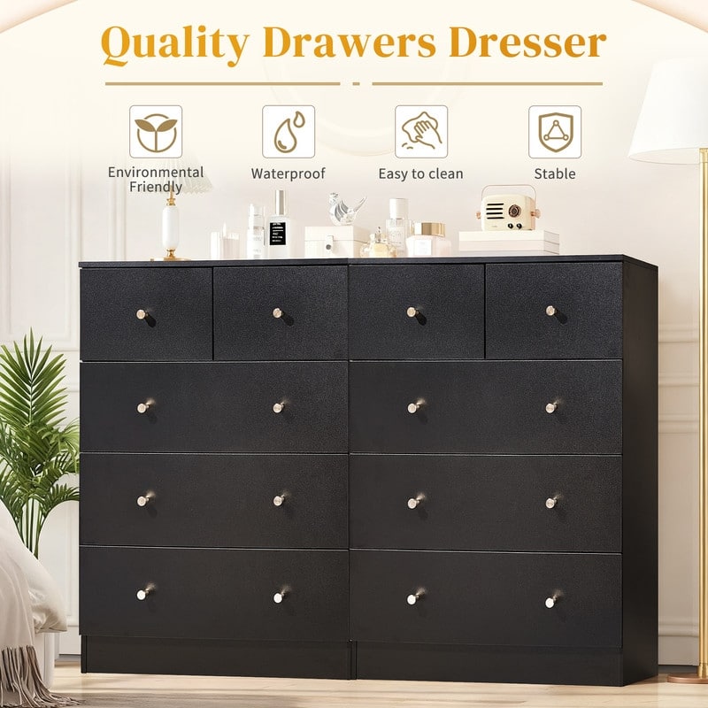 5-Drawer Dresser For Bedroom And Chest Of Drawers With Sturdy Construction Wood Storage Organizer For Closet