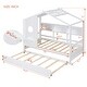 preview thumbnail 43 of 50, Pine Wood House Bed with Trundle Bed, Bookcase Bed with Storage Shlef & Roof, Semi-enclosed Design, for Kids Girls Boys