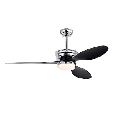 52'' 3 ABS Blades Ceiling Fan with Lights and DC Remote,DC Motor Ceiling Fan with 2 Down Rods,Indoor Ceiling Fan with Light