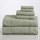preview thumbnail 61 of 197, Linery & Co. Cotton Diamond Waffle Texture Bath Towels 6 Piece Set W/ Bath Sheets - Eucalyptus