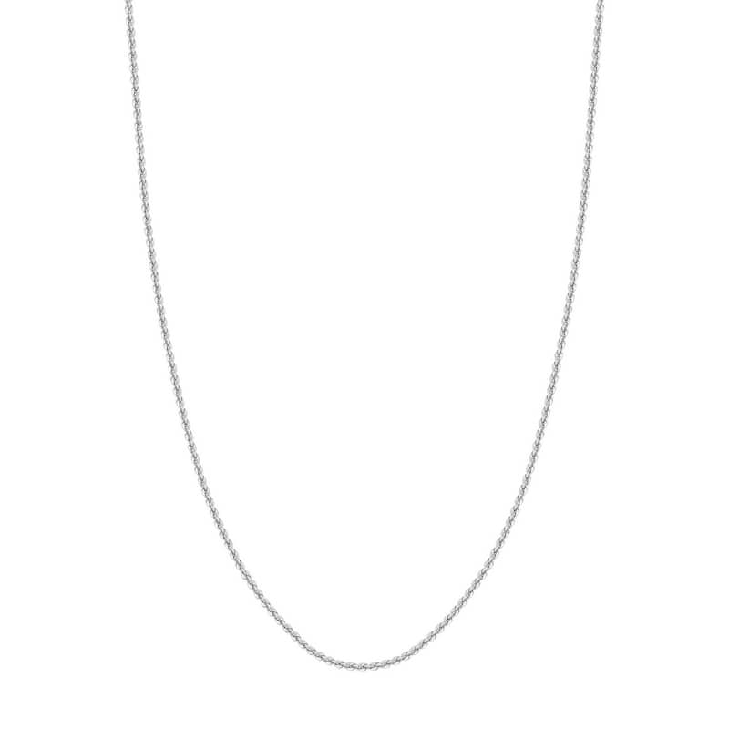 Curata 14k White Gold 2.3mm Hollow Rope Chain Necklace (Lobster)