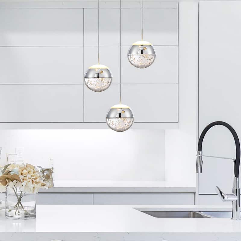 1-Light/3-Lights Globe LED Pendant Light with Bubble Crystal Ball