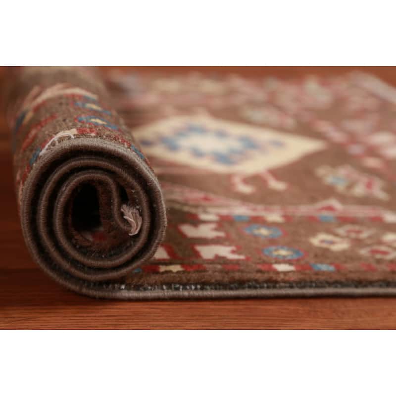 Brown Kazak Oriental Accent Foyer Rug Hand-Knotted Wool Carpet - 2'0"x 3'0" - 2'0"x 3'0" - Brown