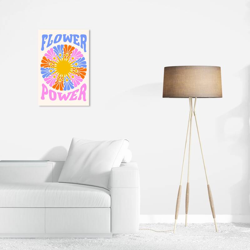 Wynwood Studio Canvas Typography and Quotes Flower Power Colorful Purple and Wall Art Canvas Print - 24 x 16